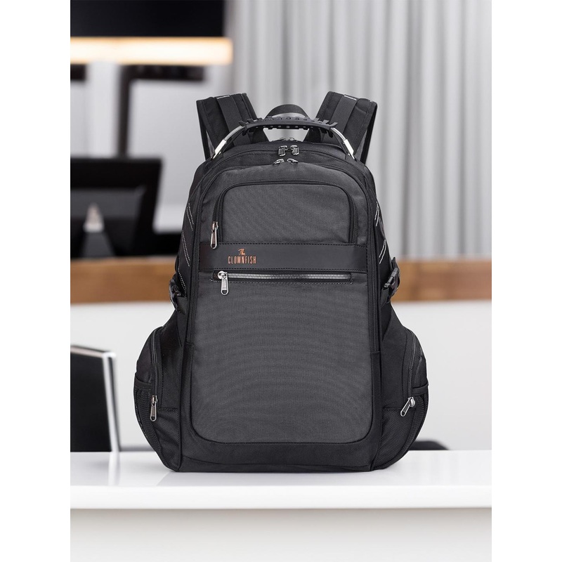 THE CLOWNFISH Adults Charcoal Water Resistant Backpack