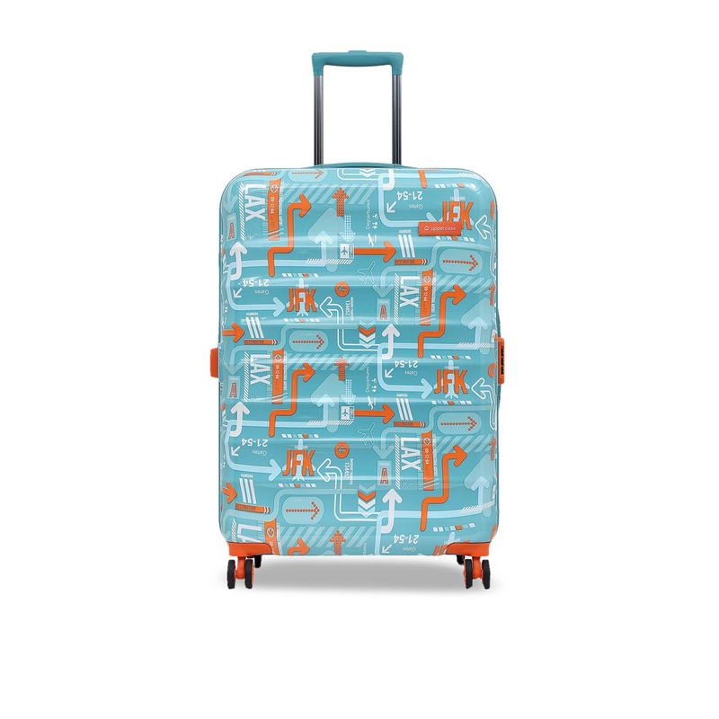 uppercase JFK Printed Hard Large Trolley Suitcase