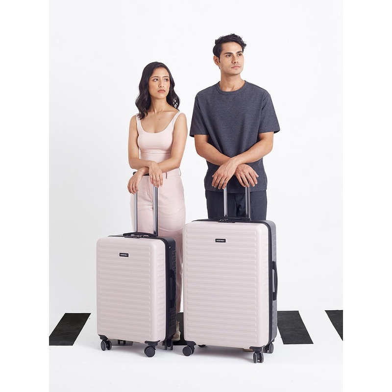 Assembly Two Toned Hard-Sided Polycarbonate Trolley Bag – Ivory & Grey (24 & 28 Inches)