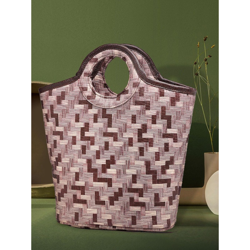 ENSAC PU Oversized Shopper Tote Bag with Applique