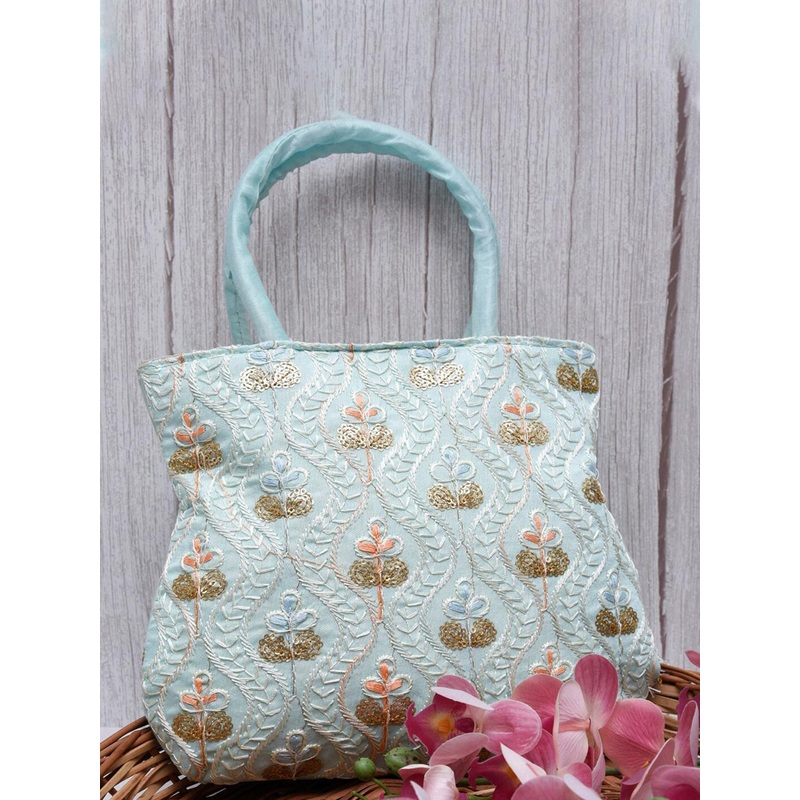 Kuber Industries Floral Embellished Structured Handheld Bag