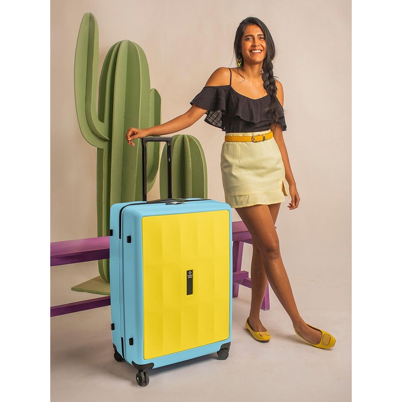 Nasher Miles Zanzibar Polycarbonate Large Yellow Blue Trolley Bag – 28 Inch (75 cm)