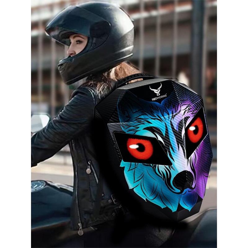 REDHORNS Unisex Graphic Printed Contrast Detail LED Backpack with Anti-Theft