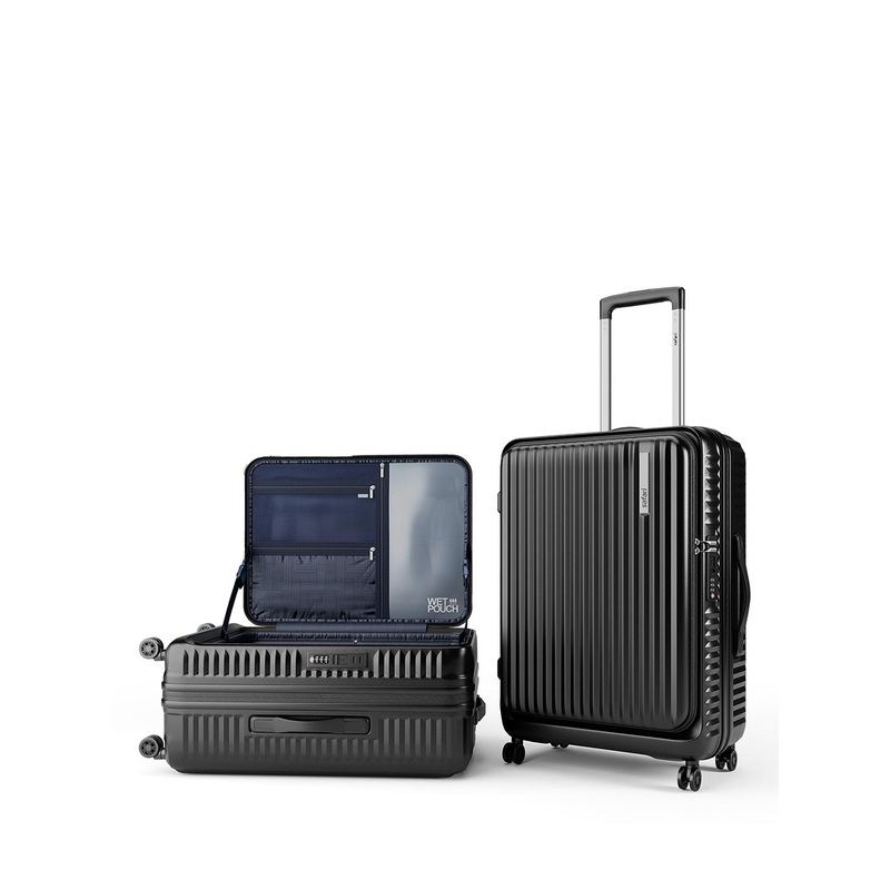 Safari Select Recoil Black Expandable with  TSA Lock Medium Polycarbonate Trolley Bag