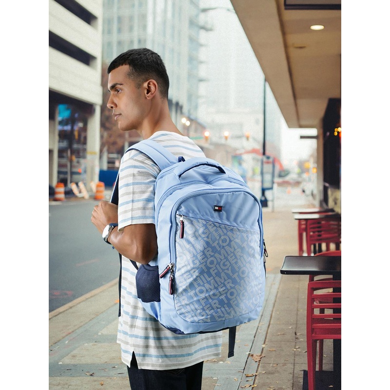 Tommy Hilfiger Unisex Blue Brand Logo Backpack
