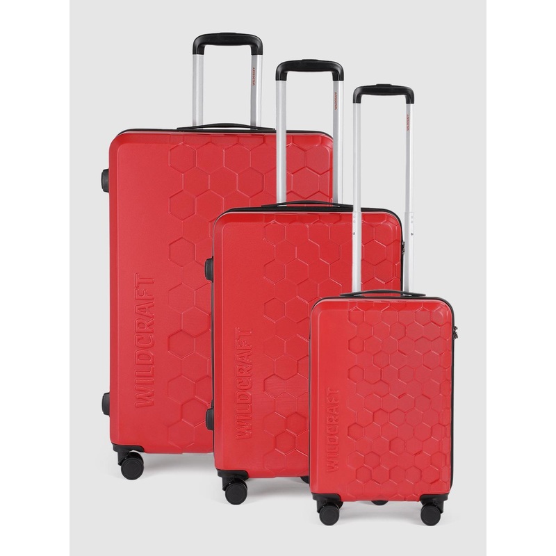 Wildcraft Unisex Pyxis Set Of 3 Geometric Textured Hard-Sided Trolley Suitcases