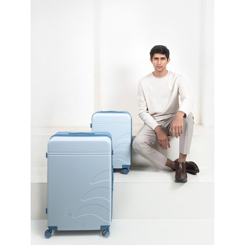 Assembly Blue Set Of 2 Expandable Hard-Sided Trolley Suitcases  20 & 28 inches