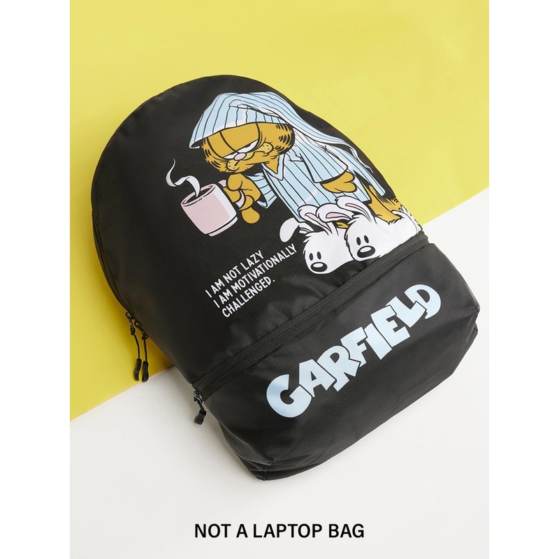 Bewakoof Unisex Black & White Garfield Merchandise Printed Backpack