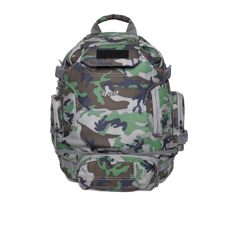 F Gear Unisex Green & Beige Graphic Backpack