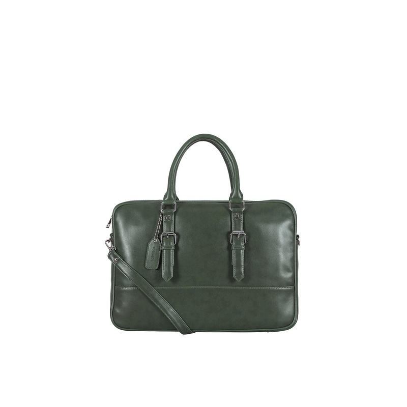 Toteteca Unisex Green Textured PU Laptop Bag