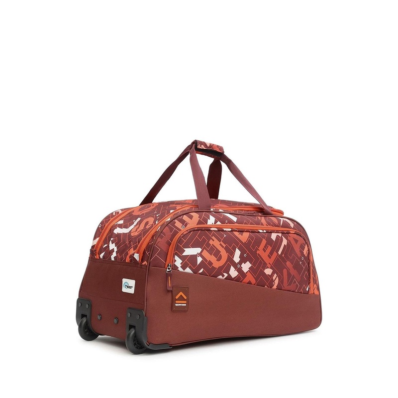 uppercase Grid Printed Duffle Trolley Bag