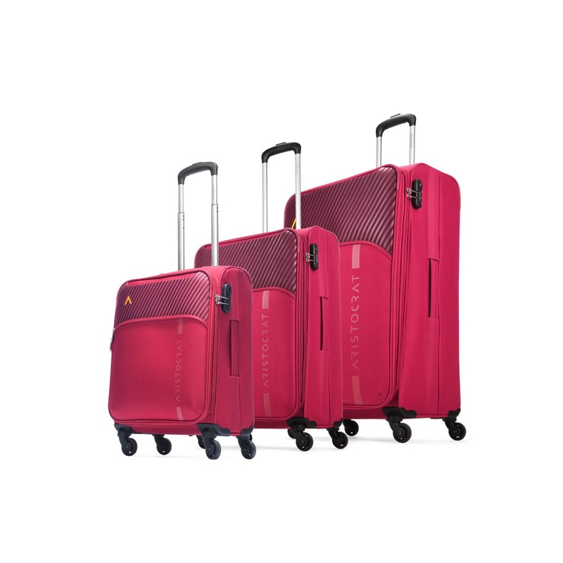 Aristocrat Pack of 3 Striker Printed Trolley Suitcases – Cabin, Large & Medium