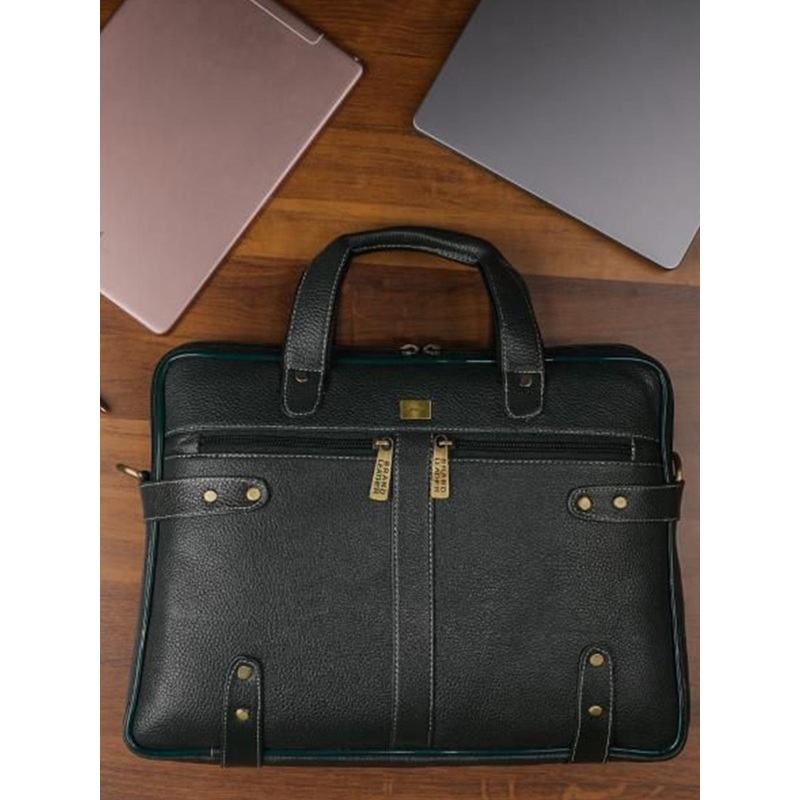 BRAND LEATHER Men Solid Leather Padded Laptop Bag