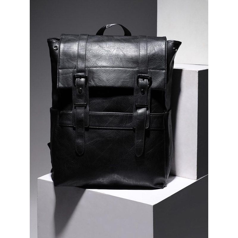 French Accent Men The Companion Textured Leather Backpack