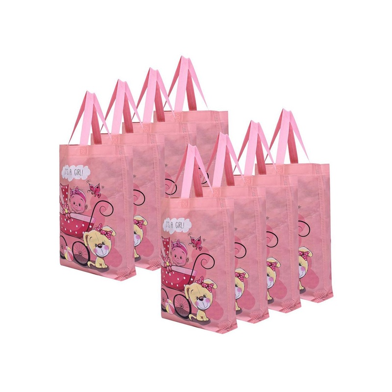 Kuber Industries 8 Pcs Printed Non-Woven Shopping Gift Bag Shopper Tote Bag