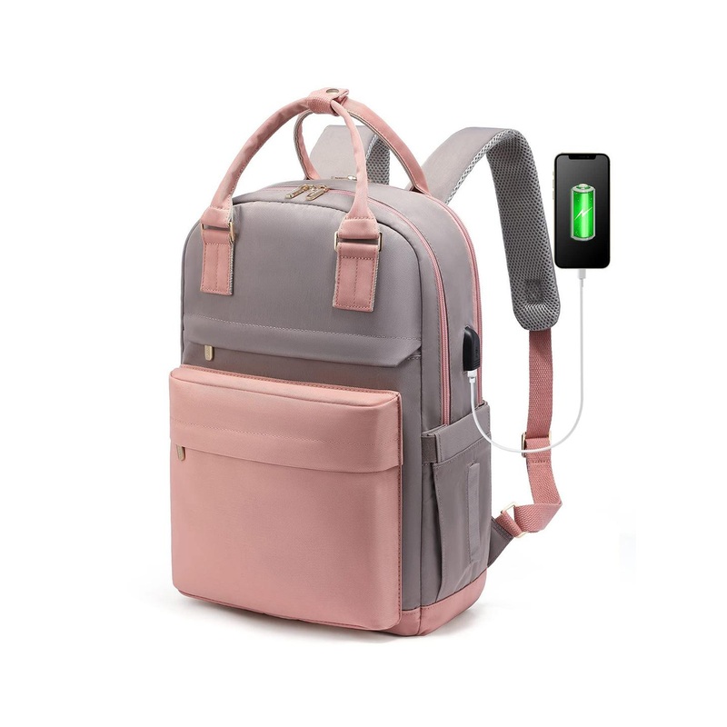 Mast & Harbour Unisex Colourblocked USB Charging Port Water Resistant Backpack