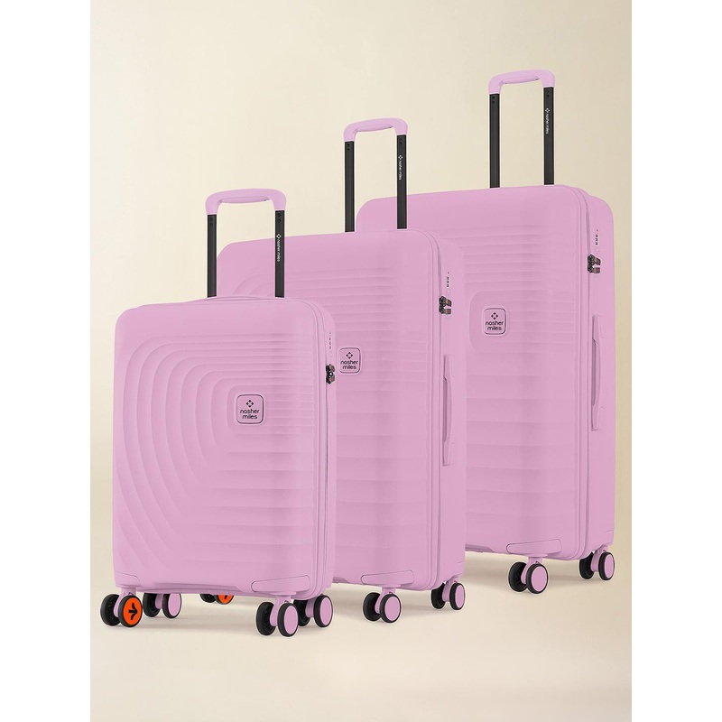 Nasher Miles Boston Polypropylene Small-Medium-Large Pink Trolley Bags (55-65-75 cm)