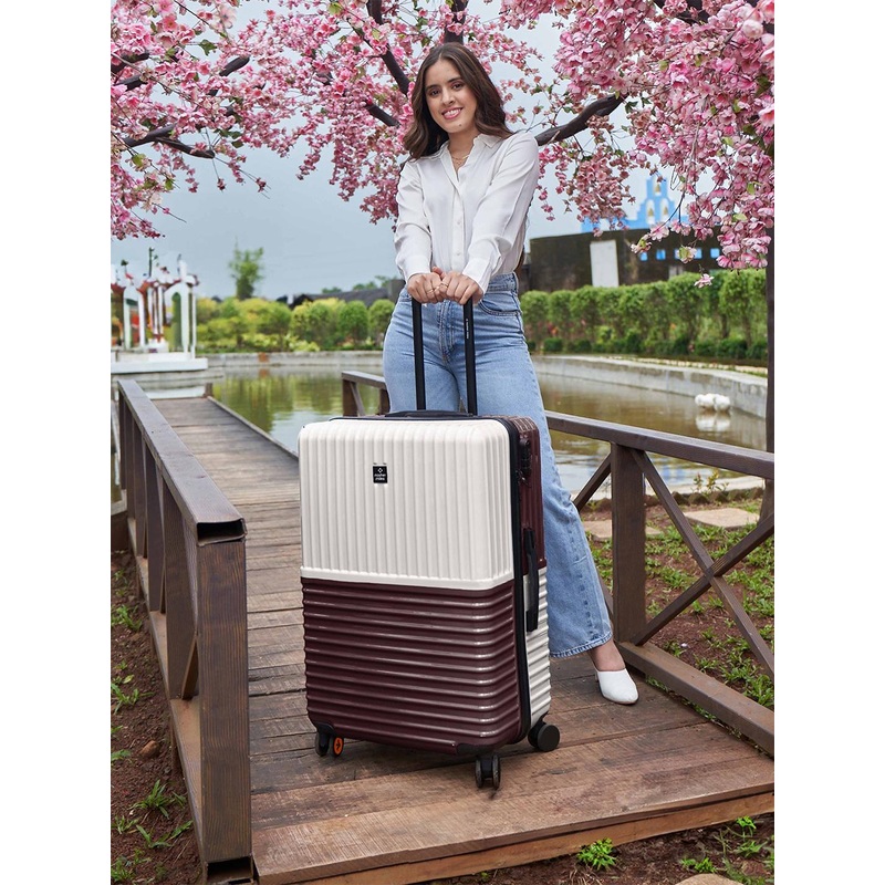 Nasher Miles Istanbul Hard-Sided ABS and PC Large Cream Brown Trolley Bag – 28Inch 75cm