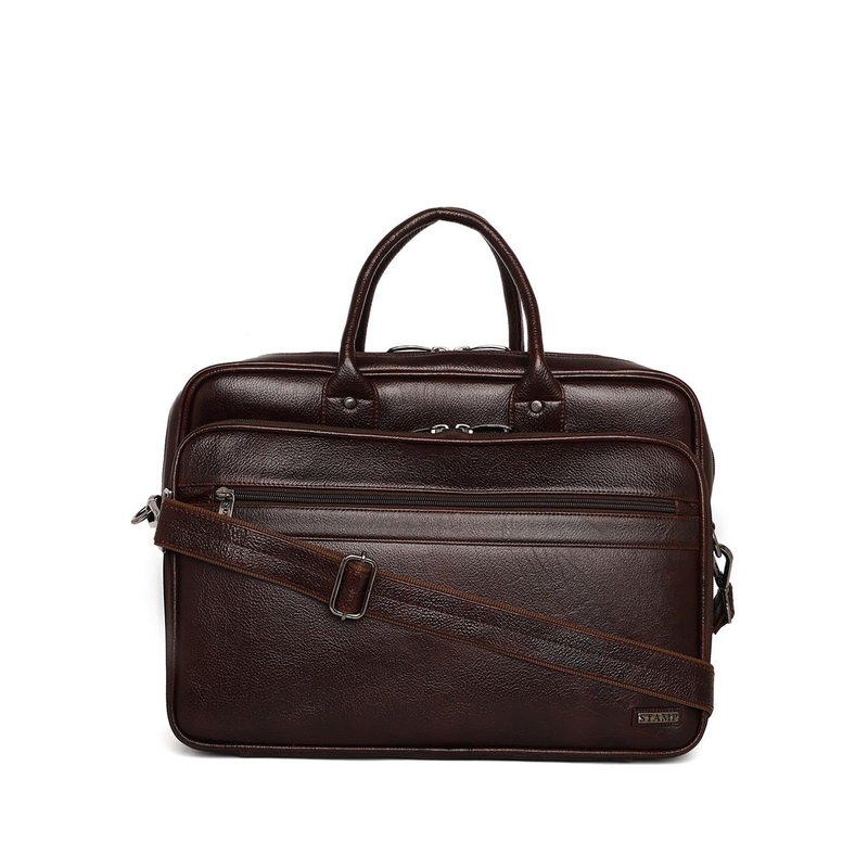 Stamp Unisex Leather Laptop Bag Up to 17 inch