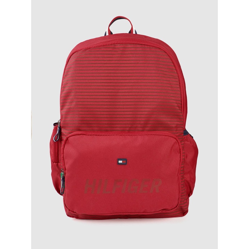 Tommy Hilfiger Unisex Red Striped Applique Backpack