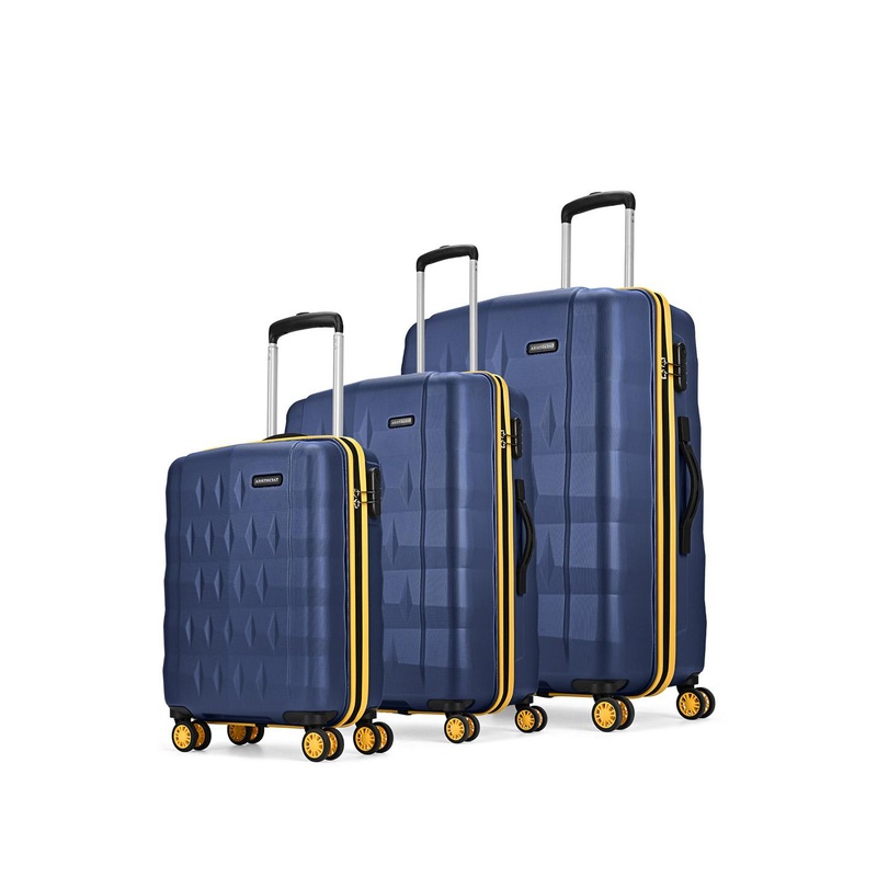 Aristocrat Comet Blue Set of 3 Hard Luggage 56, 66 & 76cm Trolley Bag With Smooth 8-Wheel
