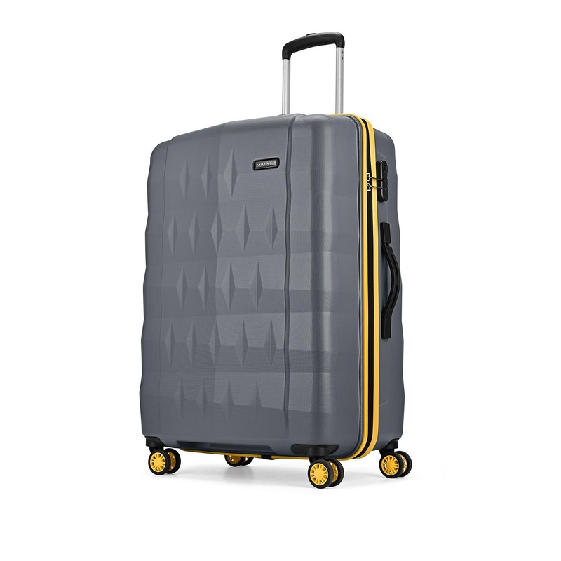 Aristocrat Comet Grey Large Hard Luggage 76cm Check-in Trolley Bag with Smooth 8-Wheel