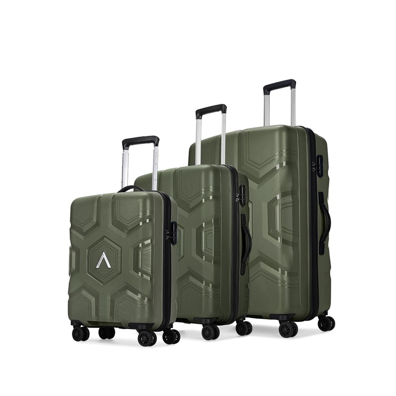 Aristocrat Rock Set Of 3 Textured Hard Suitcase Trolley Bag- 191L