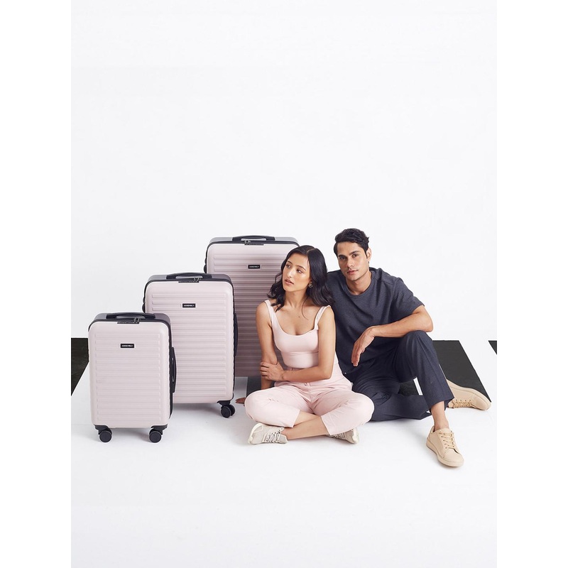 Assembly Two Toned Hard-Sided Polycarbonate Trolley Bag – Ivory & Grey (20,24 & 28 Inches)