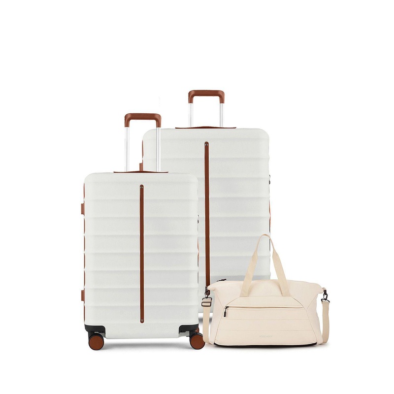 Assembly Unisex Set Of 3 Textured Hard-Sided Trolley Bags With Duffle Bag