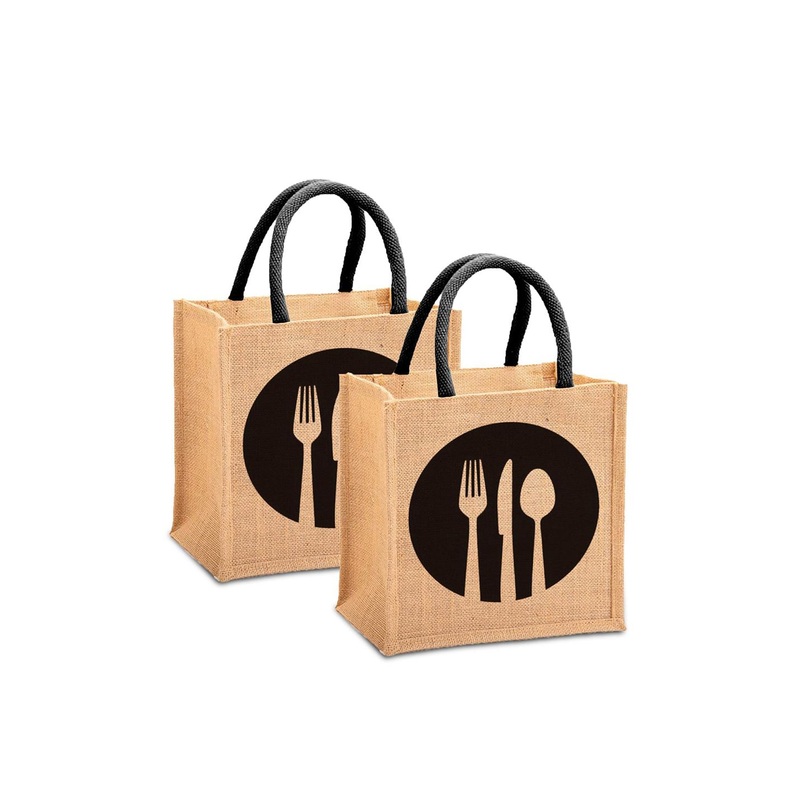 Kuber Industries Pack of 2 Printed Structured JuteHandheld Bag