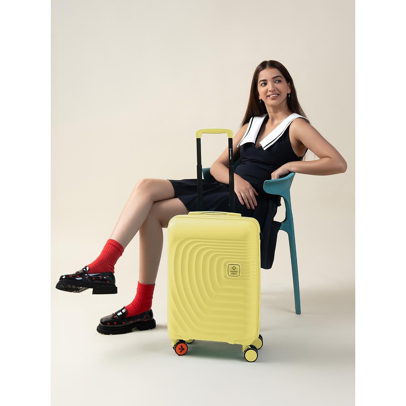 Nasher Miles Boston Polypropylene Cabin Yellow Trolley Bag – 20 Inch (55 cm)