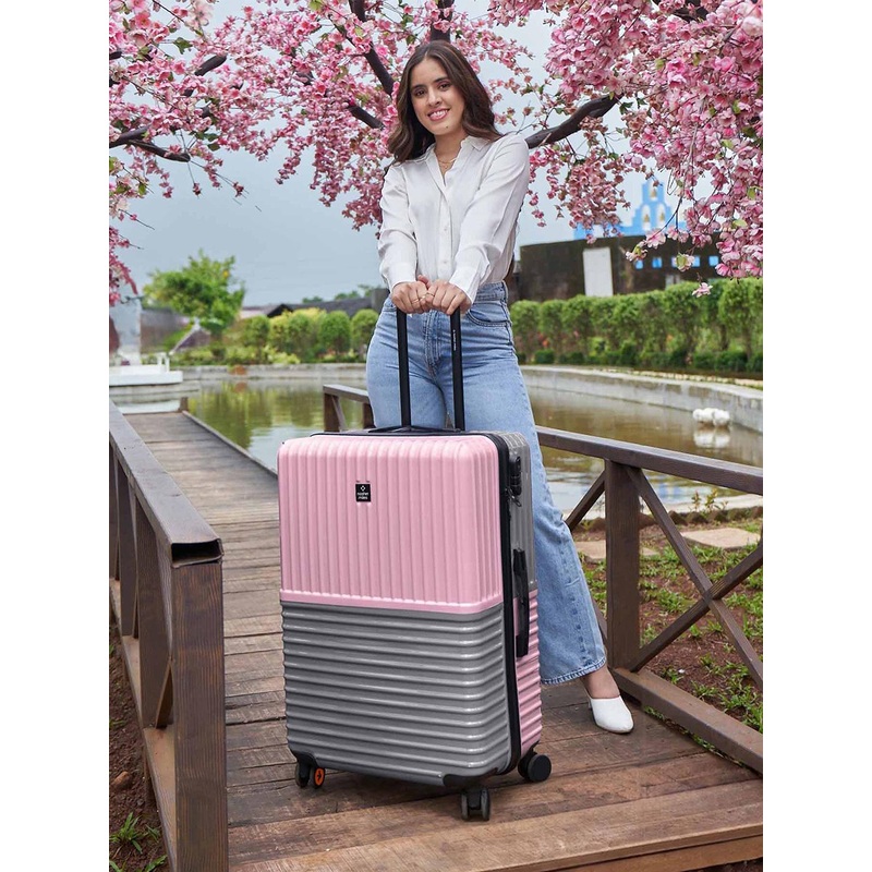 Nasher Miles Istanbul Hard-Sided ABS and PC Large Pink Grey Trolley Bag – 28Inch 75cm