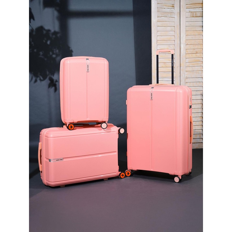 Nasher Miles The Line Polypropylene Pink Trolley Bag Set 3 S\u002FM\u002FL 55-65-75cm