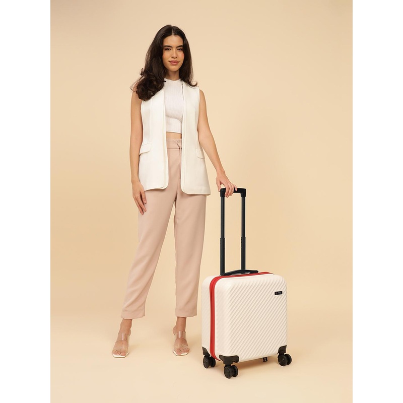 SWISS MILITARY Textured Hard-Sided Overnighter Trolley Suitcase – 32 L