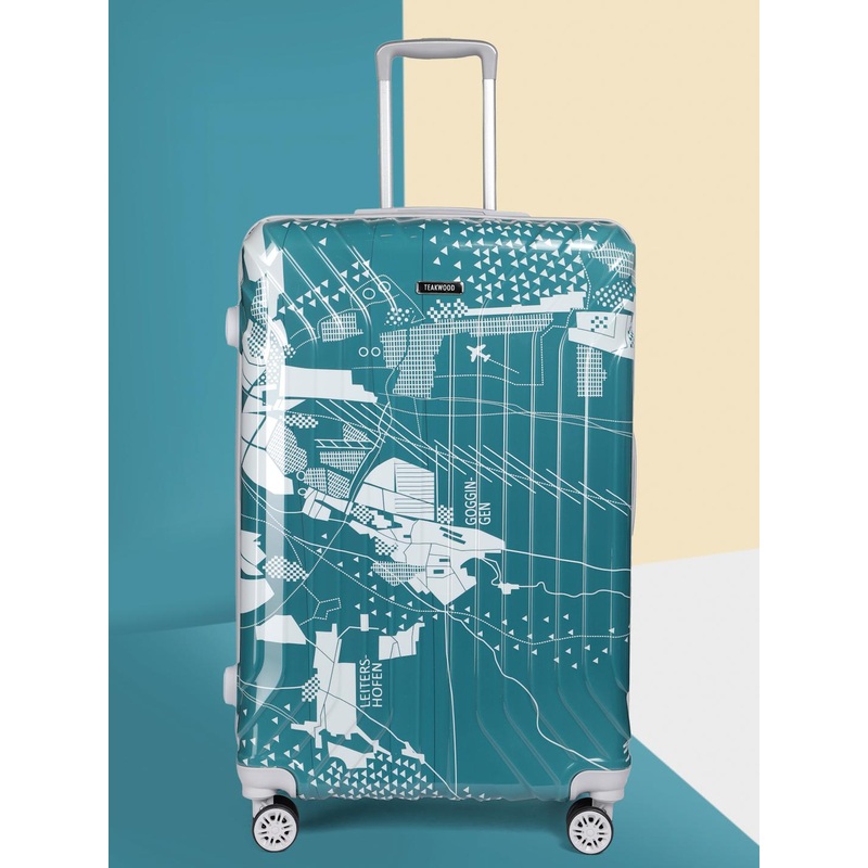Teakwood Leathers Map Printed 360 Degree Rotation Hard Large-Sized Trolley Bag 95.5L