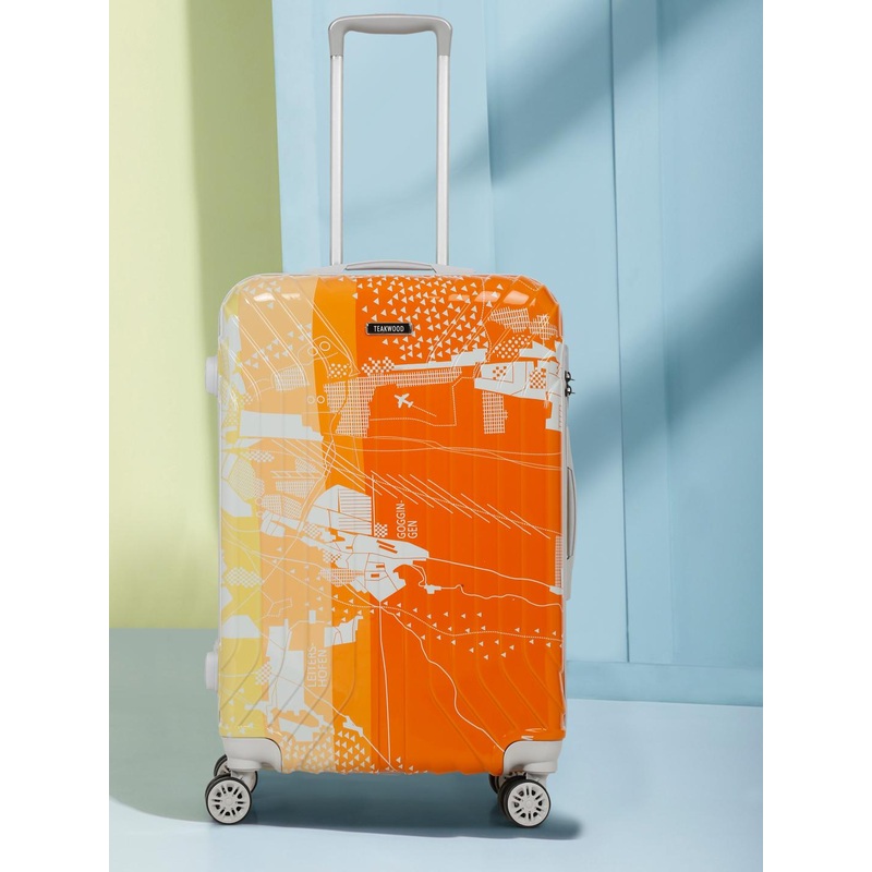 Teakwood Leathers Printed 360 Degree Rotation Hard Medium Trolley Bag- 54.6 L