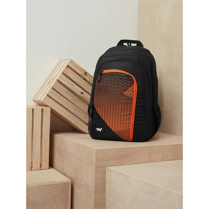 Wildcraft Unisex Black & Orange Graphic Printed Colossal Backpack