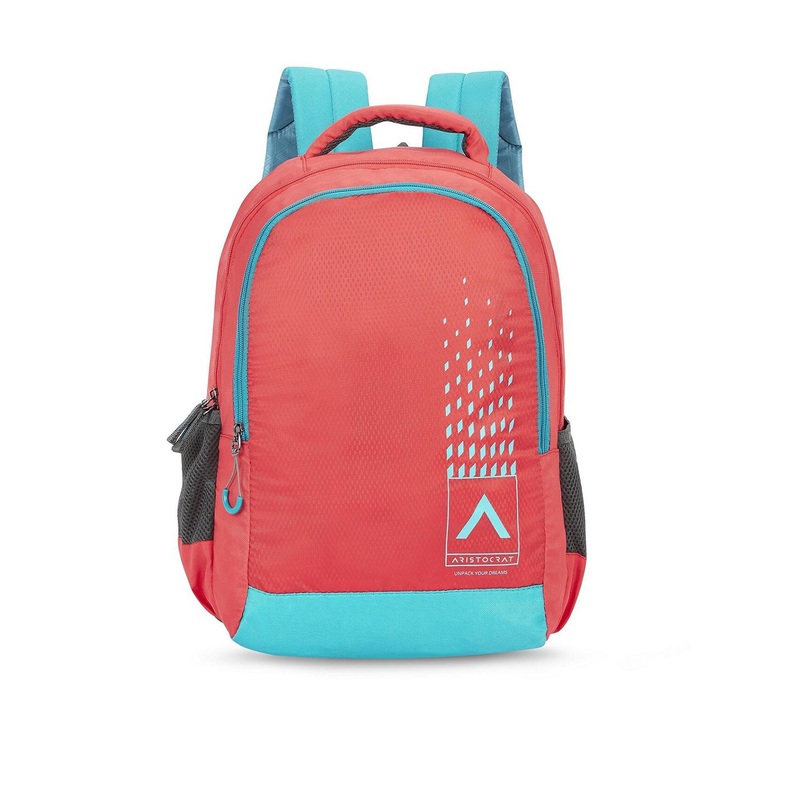 Aristocrat Unisex Peach-Coloured & Blue Backpack