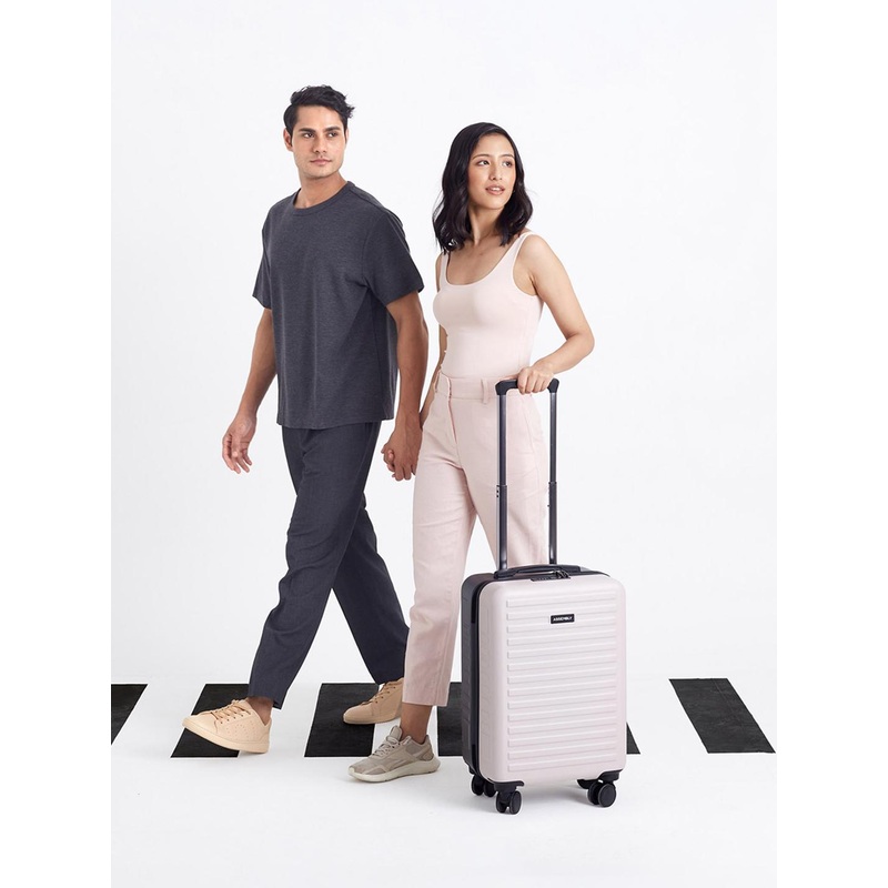 Assembly Two Tone Polycarbonate Cabin Luggage 20 Inches Lightweight 40L (Ivory & Grey)