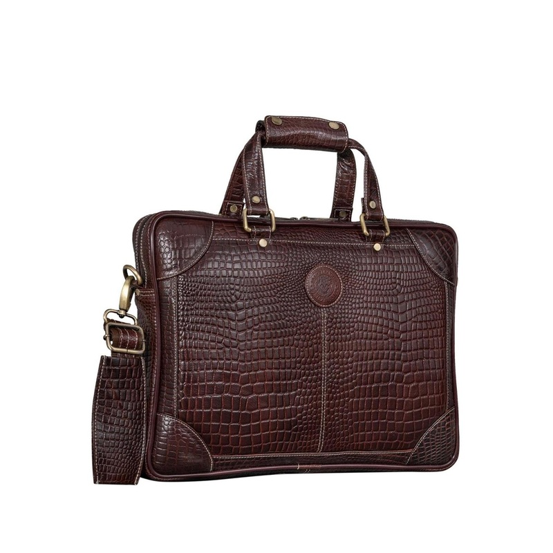 BRAND LEATHER Men Genuine Leather Padded Laptop Bag