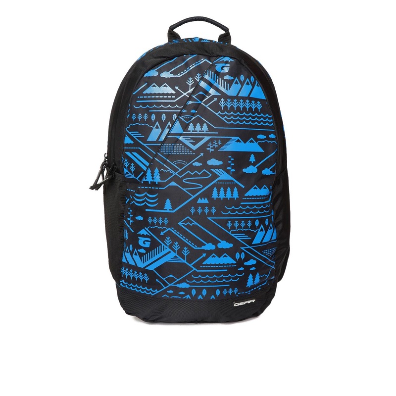 Gear Unisex Black & Blue Graphic Backpack