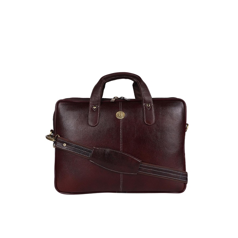 HiLEDER Unisex Pure Leather 14.5 Inch Briefcase Crossbody Laptop Bag