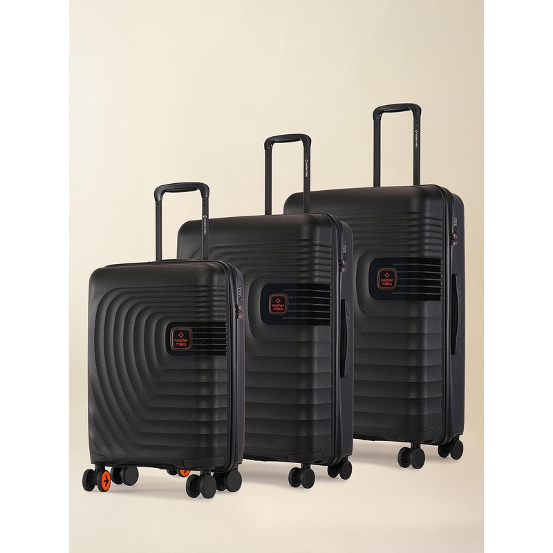 Nasher Miles Boston Polypropylene Small-Medium-Large Black Trolley Bags (55-65-75 cm)