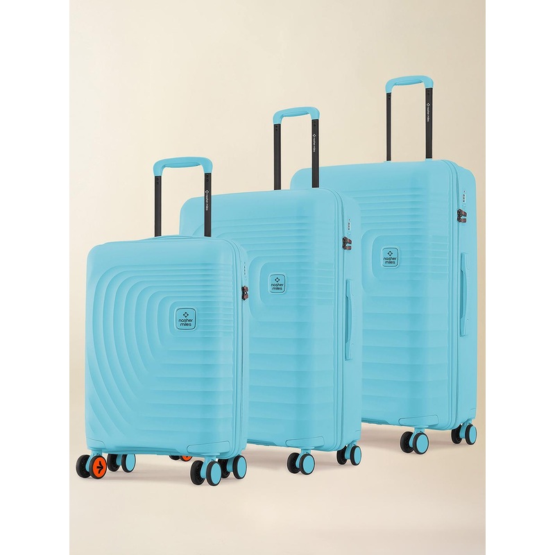 Nasher Miles Boston Polypropylene Small-Medium-Large Teal Trolley Bags (55-65-75 cm)