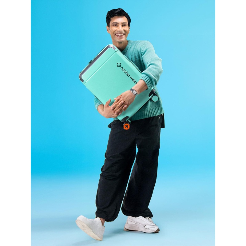 Nasher Miles Oslo Polycarbonate Cabin Pastel Green Black Trolley Bag – 20 Inch (55 cm)