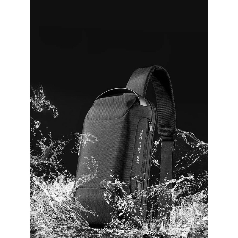 Red Lemon Black Multifunctional Waterproof Anti-Thief Crossbody Bag with USB Charging