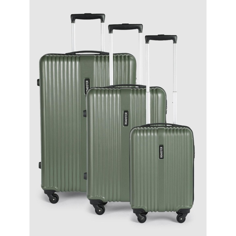 Roadster String Textured Set of 3 Trolley Suitcases – Cabin, Medium & Large