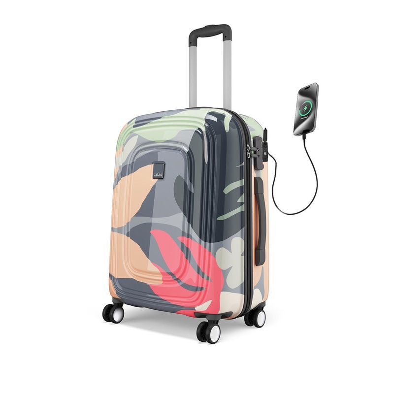 Safari Aurum Printed USB Charging Port Hard Medium Suitcase- 90L