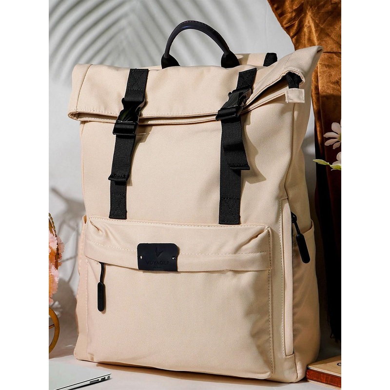 VOYAGER PARIS Unisex Roll Top Laptop Backpack with Anti-Theft