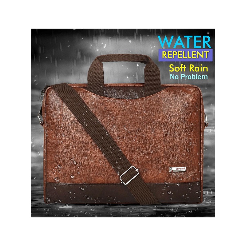 ZIPLINE Tan Brown Textured Laptop Bag